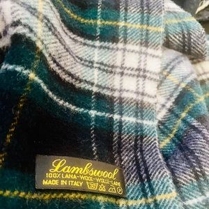 Lambs wool scarf green plaid